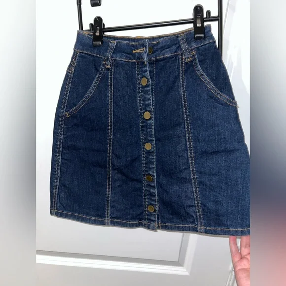Blank NYC Blue A-Line Jean Skirt Snap Buttons Rodeo Western Chic Cotton Rayon 24 - Picture 1 of 15